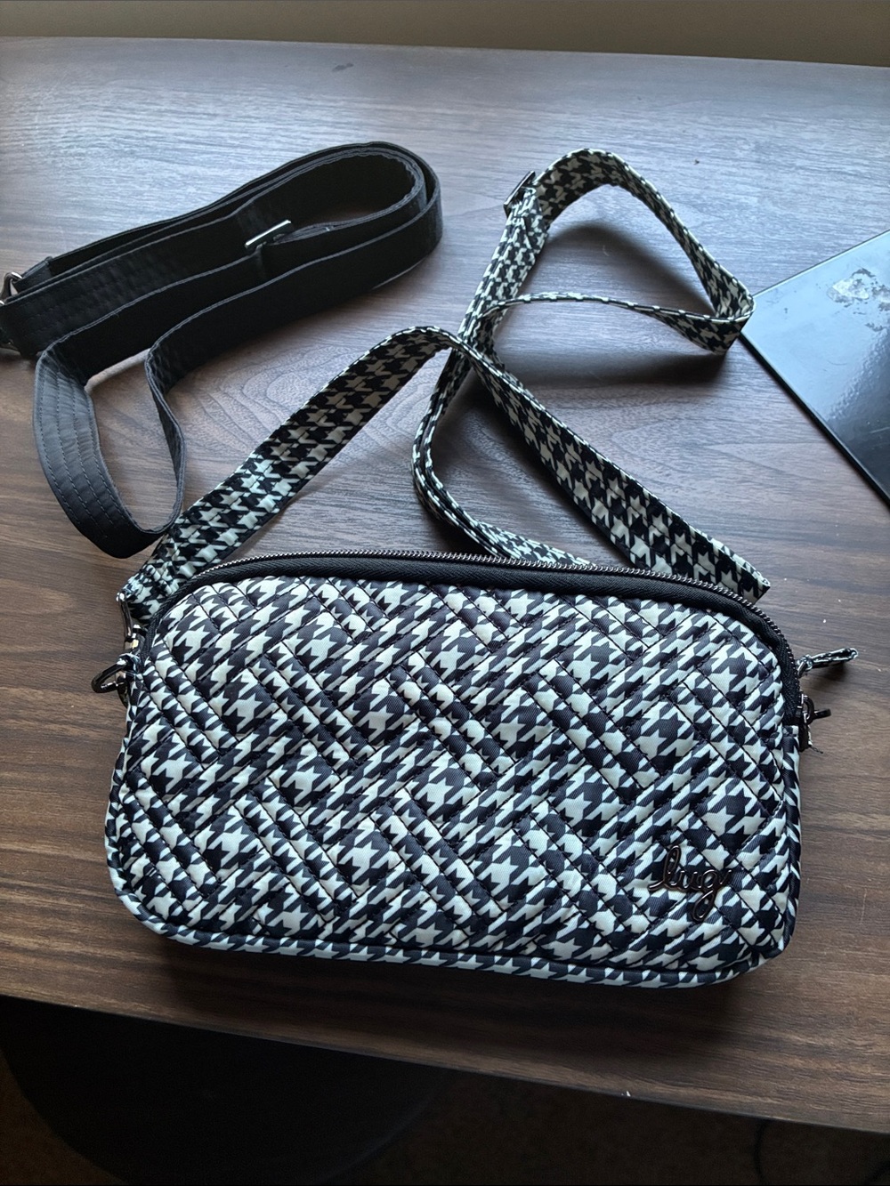lug Black & White Houndstooth Quilted Crossbody coupe XL